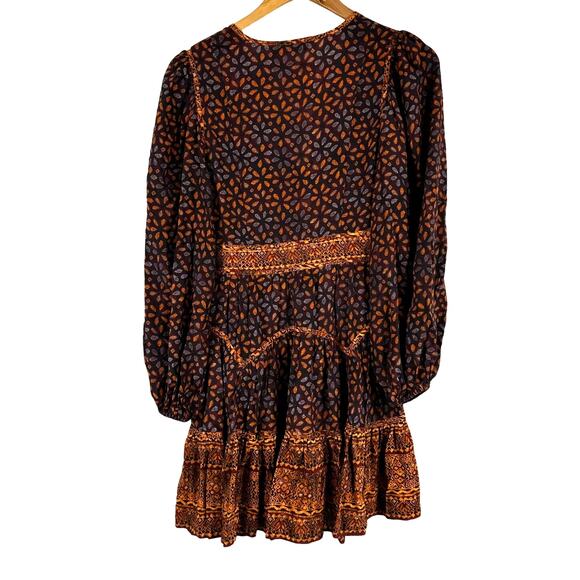 Ulla Johnson NWT Hayana Mini Dress in Agate Brown Size 0 100% Silk Shibori - Picture 3 of 11